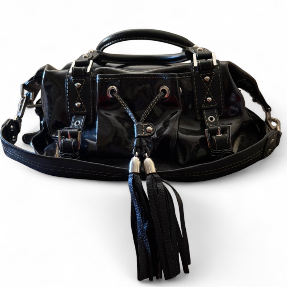 Black Patent Leather Bag W/ Tassels - Women Bags